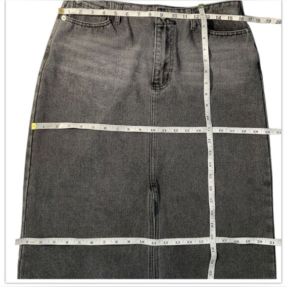 Beige By Tony Women’s Stretch Denim jean Pencil Midi Skirt Gray Size Large - Picture 11 of 12